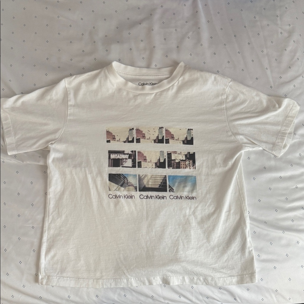 Calvin Klein White T-Shirt with Urban Graphic